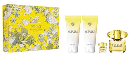Estuche Versace Yellow Diamond Mujer EDP 4Pz Perfume 90ml+Perfume Mini 5ml+Crema Corporal+Gel De Ducha